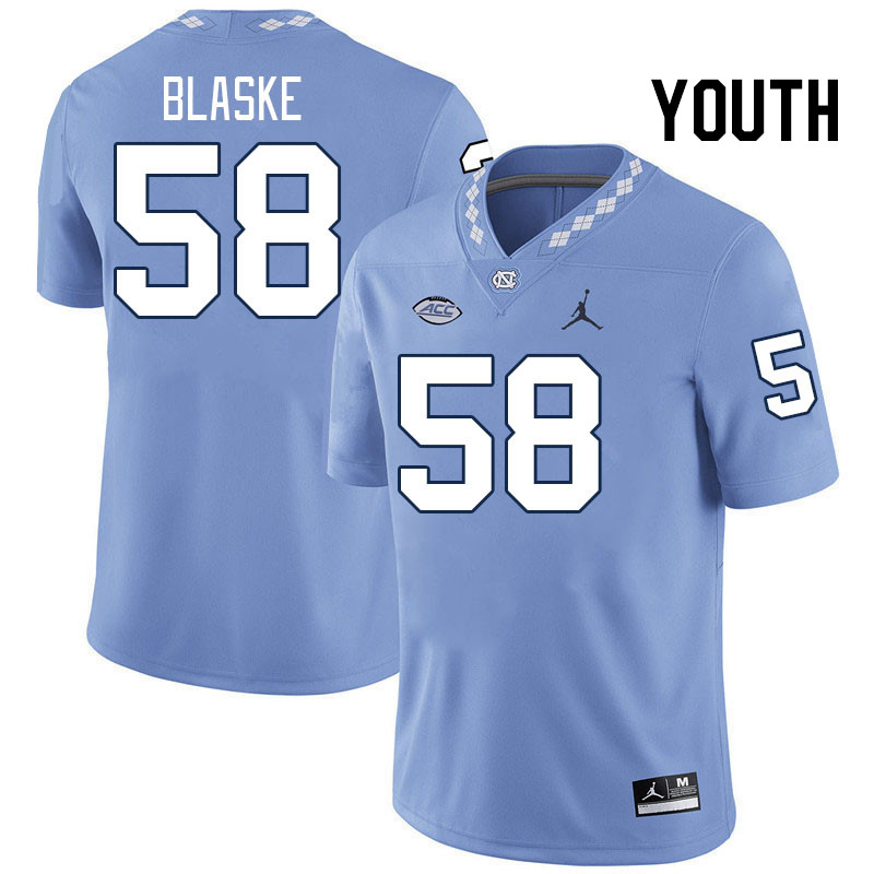 Youth #58 Austin Blaske North Carolina Tar Heels College Football Jerseys Stitched-Carolina Blue